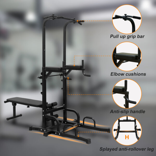 Power Tower Parallel Bar Station With Bench Chin-Up Bar Holder - Image 4