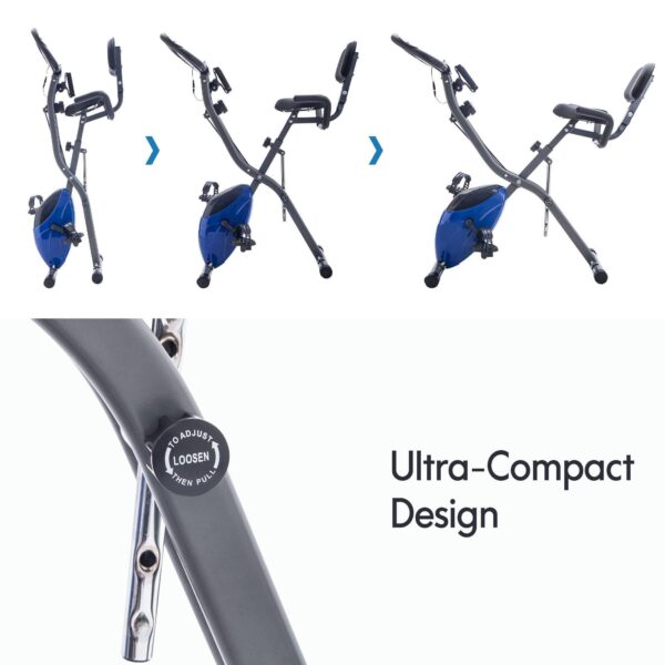 Folding Exercise Bike Fitness Upright  Recumbent X-Bike Adjustable Resistance - Image 4