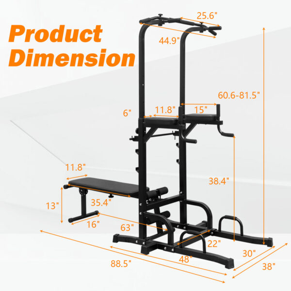 Power Tower Parallel Bar Station With Bench Chin-Up Bar Holder - Image 2