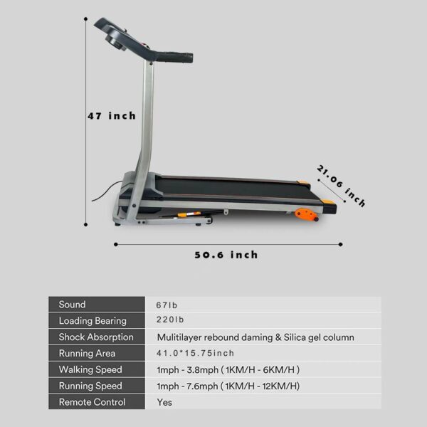 Folding Treadmill Fitness Equipment With LCD Walking Running Cardio Exercise Machine - Image 7