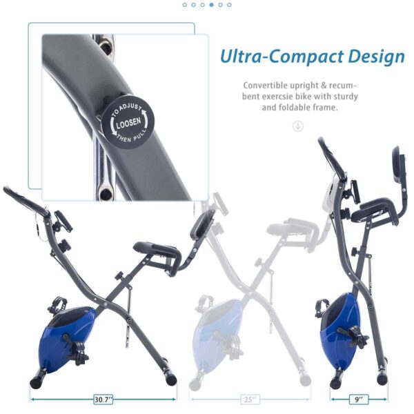 Folding Exercise Bike Fitness Upright  Recumbent X-Bike Adjustable Resistance - Image 3